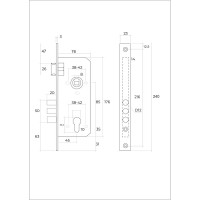 Врезной замок под евроцилиндр VETTORE 2001 CP, хром 20316
