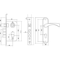Врезной замок VETTORE 1023 AB m60Z в комплекте с ручкой и цилиндром, бронза 20288