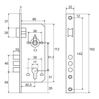 Врезной замок под евроцилиндр VETTORE 9011 SR-3R AB, бронза 20312