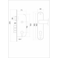 Врезной замок VETTORE 1523 CP m60Z в комплекте с ручкой и цилиндром, хром 20285