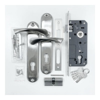 Врезной замок VETTORE 2223 SN m70Z в комплекте с ручкой и цилиндром, сатин 20287