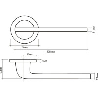 Цинковая ручка на раздельном тонком основании ABRISS R25.156 CP хром 30022