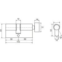 Цилиндровый механизм VETTORE ZN M110 ZC NI 60Tx50, 5 ключей, никель 20515