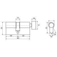 Цилиндровый механизм VETTORE ZN M60 ZC GP 30Tx30, 5 ключей, золото 20070