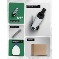Прямой пневмошуруповерт Rockforce 1/4'', L-180 мм, штуцер 1/4" RF-RP7222L(50365)
