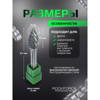Шарошка коническая 8 мм скругленная по металлу ROCKFORCE RF-617G0817(49348)