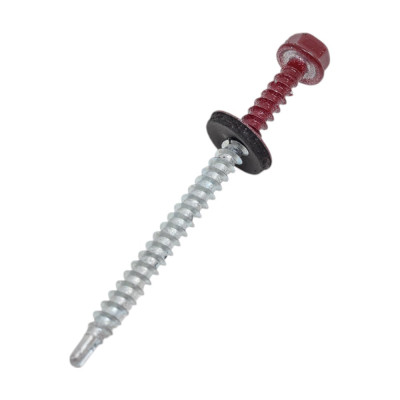 Кровельный саморез Стройметиз 4,8х70 винно-красный RAL 3005 уп. 30 шт. коробка с окном 2140215