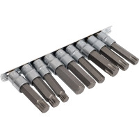 Набор головок-бит разнопрофильных Spline-Torx-Hex 9 шт на планке ROCKFORCE RF-40919L  RF-40919L(46643)