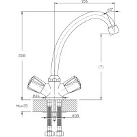 Смеситель для кухни RUSH Pioneer с высоким поворотным изливом, хром PI7950-22