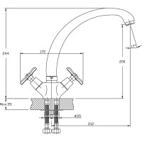 Смеситель для кухни RUSH Sakhalin с высоким, поворотным изливом, хром SA5350-23