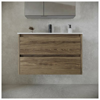 Подвесная тумба Sancos Libra 890x450x500, c двумя ящиками оснащенными доводчиками, дуб чарльстон, арт. LB90ECH