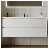 Подвесная тумба Sancos Cento 1190x450x500, c двумя ящиками оснащенными доводчиками, белый глянец, арт. CN120-1W