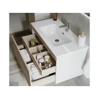 Подвесная тумба Sancos Smart 990x450x500, c двумя ящиками оснащенными доводчиками, дуб бардолино/белый, арт. SM100E