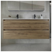 Подвесная тумба Sancos Libra 1190x450x500, c двумя ящиками оснащенными доводчиками, дуб чарльстон, арт. LB120-2ECH