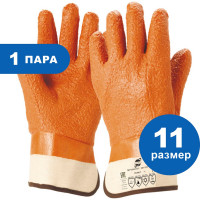Трикотажные перчатки ARCTICUS джерси, х/б, с ПВХ, оранжевые, НМС рельефное покрытие, р.11 2603 STW-111