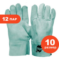 Цельноспилковые перчатки Arcticus из КРС серого ВС кл, усиленные, мягкая крага, р.10, 12 пар арт. 20027-1012