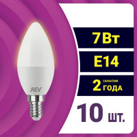 Светодиодная лампа REV свеча C37 Е14 7W 2700K теплый свет упаковка 10 шт. 28474 1