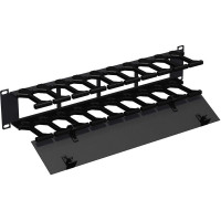 Органайзер NIKOMAX 19", 2u, глубина 100 мм, с пластиковыми пальцами, с крышкой, черный NMC-OP100CF-2U-BK