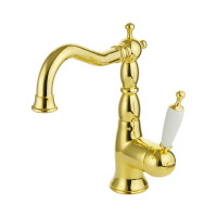 Смеситель для раковины Migliore OXFORD ручка белая, золото 19172