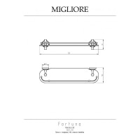 Полка Migliore FORTUNA c галереей, L50 см, стекло матовое/бронза 27668
