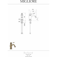 Смеситель для биде Migliore OXFORD ручка (сверху) белая, бронза 19083