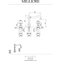 Смеситель для раковины Migliore ARCADIA на 3 отв., бронза 18383