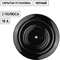Розетка TDM ELECTRIC Болонь скрытой установки фарфоровая 2П 10А 250В черная SQ1820-0221