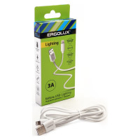 Кабель usb-lightning Ergolux Elx-cdc03-c01 3а, 1,2м, белый, зарядка+передача данных, коробка 15097