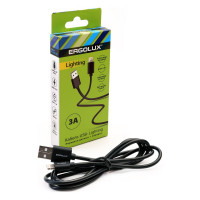 Кабель usb-lightning Ergolux Elx-cdc03-c02 3а, 1,2м, черный, зарядка+передача данных, коробка 15096
