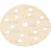 Диск абразивный с липучкой Sandpaper (yellow) 150 мм, 15 отверстий, P180, 5 шт BRUSHTEX 150Y15-180
