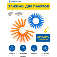 Зажимы для пакетов Nevidana's Home набор 40 шт. (24 малые + 16 большие) NHCLIPSET40