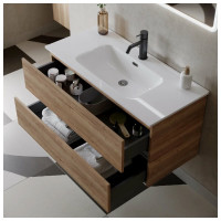 Подвесная тумба Sancos Urban 990x450x550, c двумя ящиками оснащенными доводчиками, дуб галифакс натуральный, арт. UR100EG