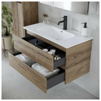 Подвесная тумба Sancos Libra 890x450x500, c двумя ящиками оснащенными доводчиками, дуб чарльстон, арт. LB90ECH