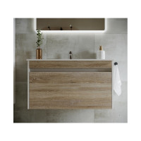 Подвесная тумба Sancos Smart 990x450x500, c двумя ящиками оснащенными доводчиками, дуб бардолино/белый, арт. SM100E