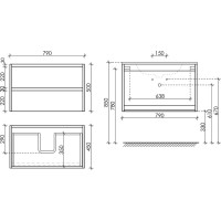 Подвесная тумба Sancos Libra 790x450x500, c двумя ящиками оснащенными доводчиками, белый глянец, арт. LB80W