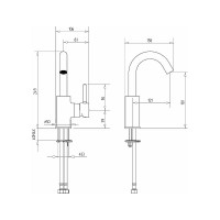 Смеситель для раковины Migliore FORTIS ручка сбоку, излив изогнут, донный клапан "click-clack", хром 31540