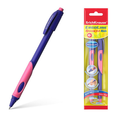 Шариковая ручка ErichKrause ErgoLine Kids Stick&Grip Neon Ultra Glide Technology 58526