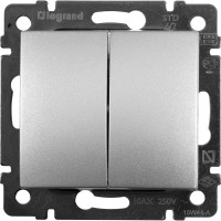 Переключатель Legrand двухклавишный Legrand Valena 10А 250В схема 6/2 безвинтовые зажимы алюминий 770108