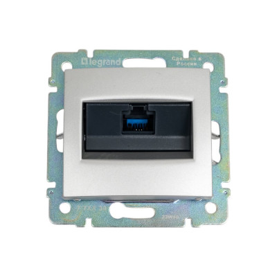 Розетка Legrand компьютерная RJ45 категория 5e UTP Legrand Valena с захватами алюминий 770230