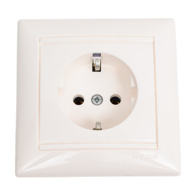 Розетка Legrand с заземлением Legrand Valena с лицевой панелью и рамкой в сборе 16А 250В винтовые зажимы белый 774423