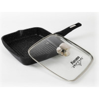 Квадратная сковорода-гриль Мечта АП Гранит black 26х26 см, со съемной ручкой и стеклянной крышкой с066802