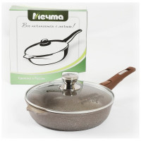 Сковорода Мечта АП Гранит brown 28 см, со съемной ручкой и стеклянной крышкой с028806