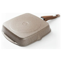 Сковорода гриль Мечта Гранит brown 24 см, со съемной ручкой и стеклянной крышкой с064806