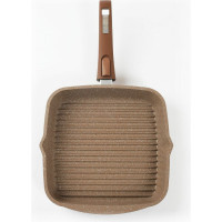 Сковорода гриль Мечта Гранит brown 24 см, со съемной ручкой и стеклянной крышкой с064806