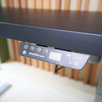 Стол StolStoya МОТОР UP с регулируемой высотой подстолье серое и столешница МДФ эмаль черная 140x70 SE211ISB14070