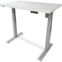 Стол StolStoya МОТОР UP с регулируемой высотой подстолье серое и столешница МДФ эмаль белая 140x70 SE211ISW14070