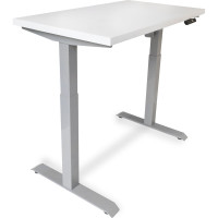 Стол StolStoya МОТОР UP с регулируемой высотой подстолье серое и столешница МДФ эмаль белая 140x70 SE211ISW14070