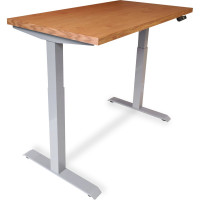 Стол StolStoya МОТОР UP с регулируемой высотой подстолье серое и столешница МДФ шпон дуб европейский SE211ISDE12065