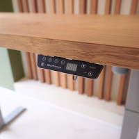 Стол StolStoya МОТОР UP с регулируемой высотой подстолье серое и столешница МДФ шпон дуб европейский SE211ISDE12065