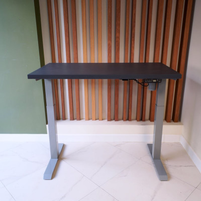 Стол с регулируемой высотой StolStoya МОТОР UP подстолье серое, столешница МДФ, эмаль сланцево-серая, 160x80 SE211ISSS16080